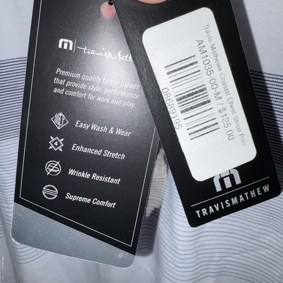 Travis Mathew Coastal Chest Stripe Polo Size Medium White New w/ Tags - Picture 10 of 16